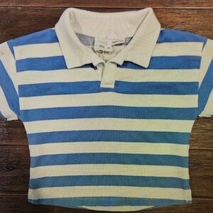 Blue and White Striped Kids Polo Shirt